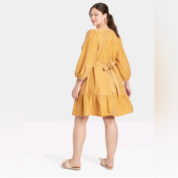 Dress- Plus Size Balloon 3/4 Sleeve A-Line Dress - Ava & Viv - Picture 4 of 10